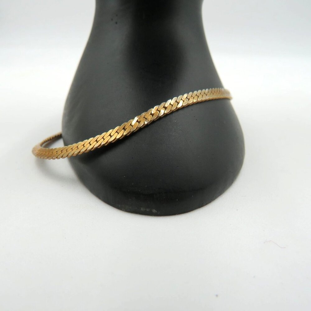 Vintage Gold Tone Herringbone Chain 7"‎ Bracelet Marked Korea